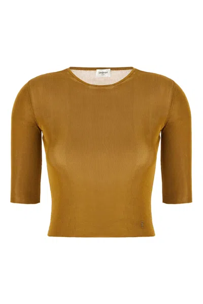 Saint Laurent Mud Wool Viscose Top