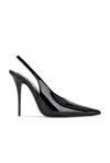 Saint Laurent Babylone Breteuil Open Back Pump In Smooth Leather In Nero