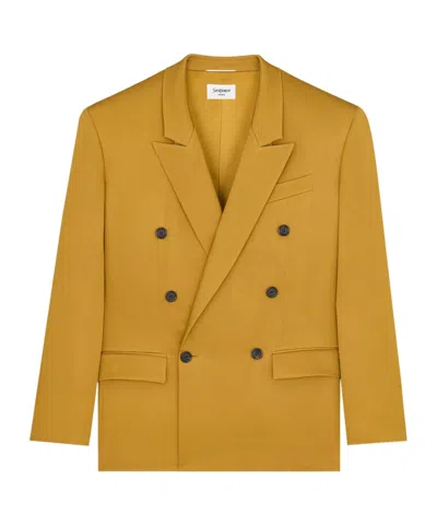Saint Laurent Mulberry Silk Duchess Satin Suit Jacket In Green