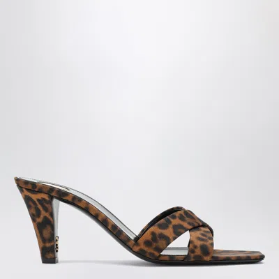 Saint Laurent Mule Jill In Gros-grain Leopard Print