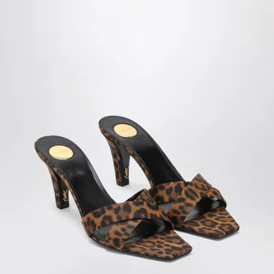 Saint Laurent Mule Jill In Gros-grain Leopard Print Women