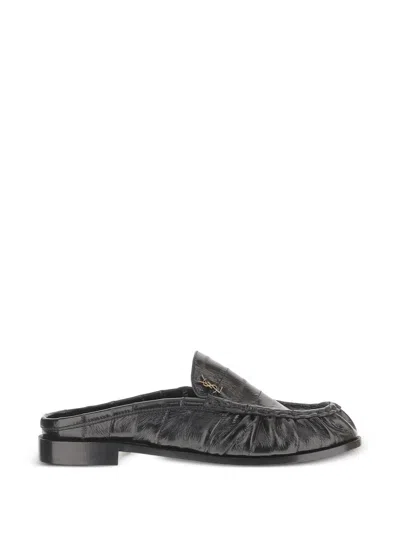 Saint Laurent Mule Le Loafer In Eel In Black