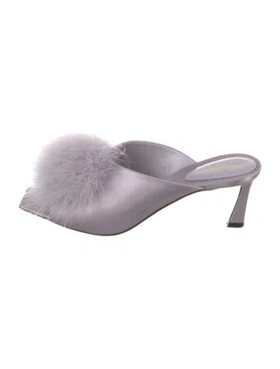 Pre-owned Saint Laurent Mule Mae Satin Sandals In Purple