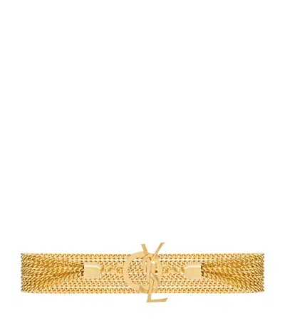 Saint Laurent Multi-chain Cassandre Bracelet In Yellow
