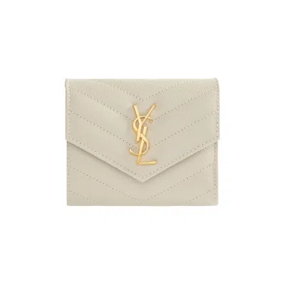 Pre-owned Saint Laurent Multi Folded Wallet 'blanc Vintage' | White | Women's Size Onesize