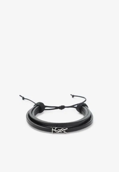 Saint Laurent Multi-strand Bracelet In Leather In Black