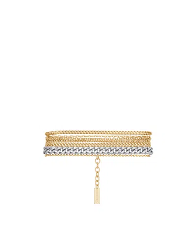 Saint Laurent Multi-chain Bracelet In 18k Yellow Gold And 18k Grey Gold