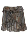 Saint Laurent Minigonna In Georgette Stampato  Donna In Multicolor