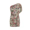 Saint Laurent Pink One Shoulder Mini Dress In Techno Fabric Woman In Multicolor