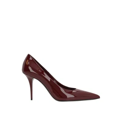 Saint Laurent Multicolor Calfskin Platform Pumps In Burgundy