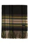 Saint Laurent Cashmere Blend Scarf Featuring Plaid Design In Brown