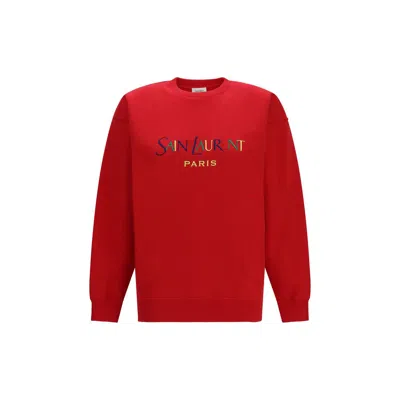 Saint Laurent Multicolor Cotton Sweatshirt In Red