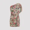 Saint Laurent Pink One Shoulder Mini Dress In Techno Fabric Woman In Multicolour