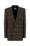 Saint Laurent Multicolor Embroidered Wool Blazer In Brown