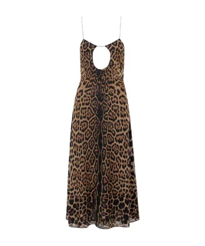 SAINT LAURENT MULTICOLOR LEOPARD PRINT DRESS