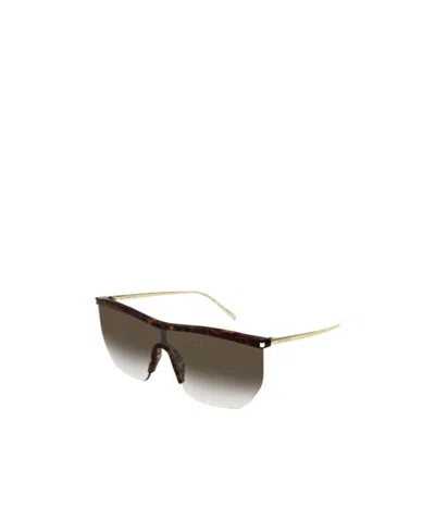 Saint Laurent Multicolor Logo Sunglasses In Brown