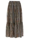 Saint Laurent Lightweight Tiered Paisley Skirt In Multicolor