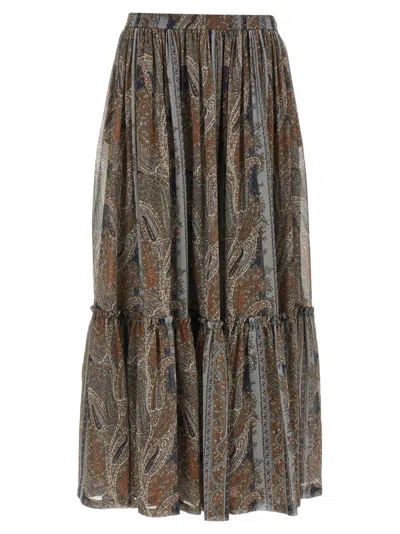SAINT LAURENT MULTICOLOR PAISLEY SKIRT