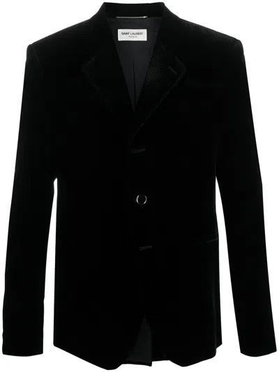 Saint Laurent Multicolor Short Velour 3-button Jacket For Men In 1000