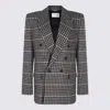 Saint Laurent Double-breasted Checked Wool Blazer In Multi