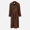 Saint Laurent Multicolor Wool Coat In Brown