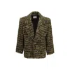 Saint Laurent Multicolor Wool Oves Aries Full-length Jacket In Green
