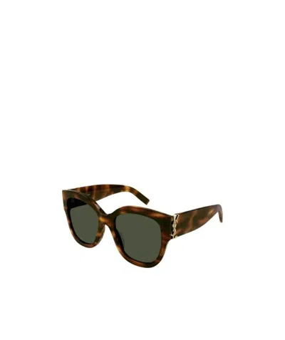 Saint Laurent Multicolored Logo Sunglasses In Black