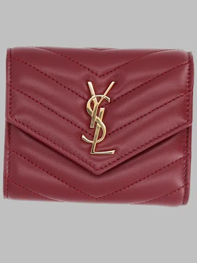 Saint Laurent Multi-fold Mini Wallet In Burgundy