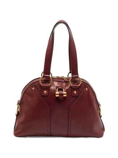Pre-owned Saint Laurent Muse Leather Tote Bag In Red