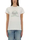 Saint Laurent White T-shirt With Graphic Print On The Front In Cotton Woman In White
