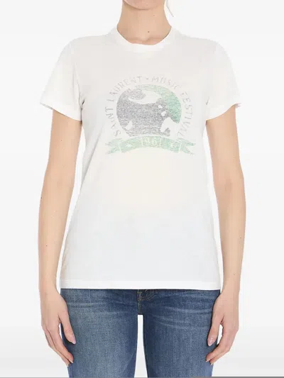 Saint Laurent Music Festival Tshirt In White