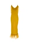 Saint Laurent Mustard Crepe Dress In Jaunemoutarde