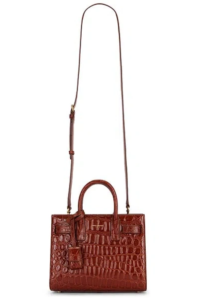 Saint Laurent Sac De Jour Nano Crocodile Shoulder Bag In Brown