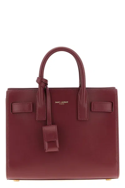 Saint Laurent Nano 'sac De Jour' Handbag In Burgundy