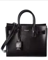 Saint Laurent Nano Sac De Jour Branded Leather Tote Bag In Black