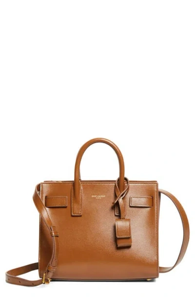 Saint Laurent Nano Sac De Jour Leather Tote In Brown