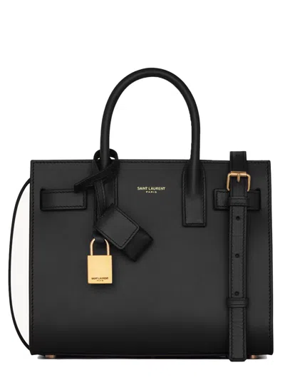 Saint Laurent Nano Sac De Jour Mini Calf Leather Crossbody Bag 17.5 X 22 X 11 Cm In Black