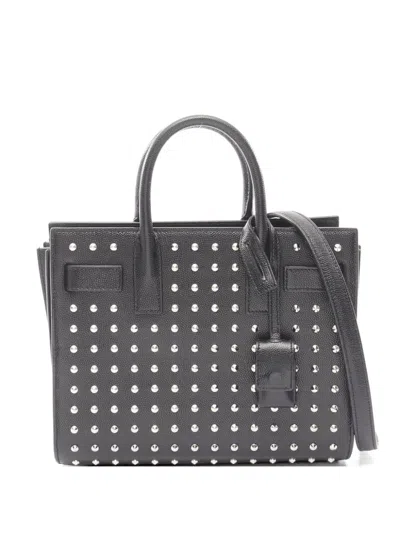 Pre-owned Saint Laurent Nano Sac De Jour Studded Tote Bag In Black