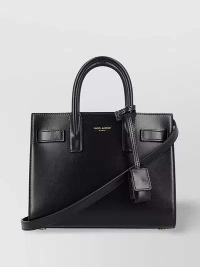 Saint Laurent Nano Structured Leather Tote Bag In Black