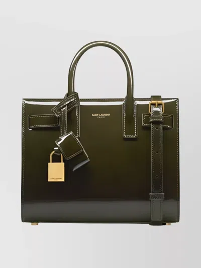 Saint Laurent Nano Structured Shoulder Bag With Metal Feet In Red