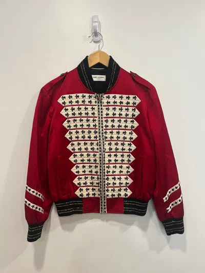 Pre-owned Saint Laurent Napolean Officer Jacket In Red