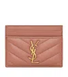 Saint Laurent Women Cassandre Leather Card Case In Pink