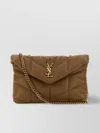 Saint Laurent Nappa Leather Quilted Chain Crossbody Bag In Brown