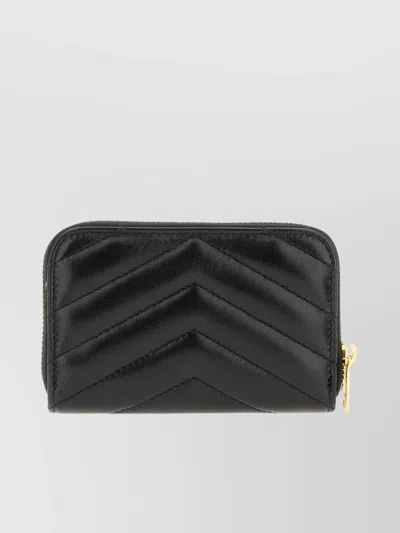 Saint Laurent Nappa Leather Wallet Chevron Pattern