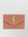 Saint Laurent Nappa Leather Wallet Featuring Chevron Pattern In Brown