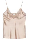 Saint Laurent Women's Lace Trim Top In Natural