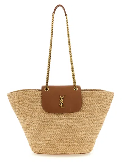 Saint Laurent Natural Manon Large Tote In Purple
