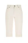Saint Laurent Natural Regular Fit Bermuda Shorts In Natural