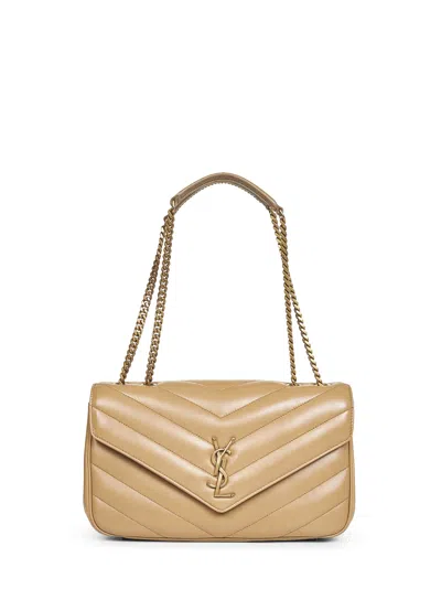 Saint Laurent Natural Tan Loulou Medium Shoulder Bag In Sand
