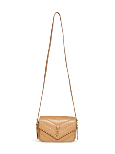 Saint Laurent Natural Tan Loulou Toy Crossbody Bag In Beige